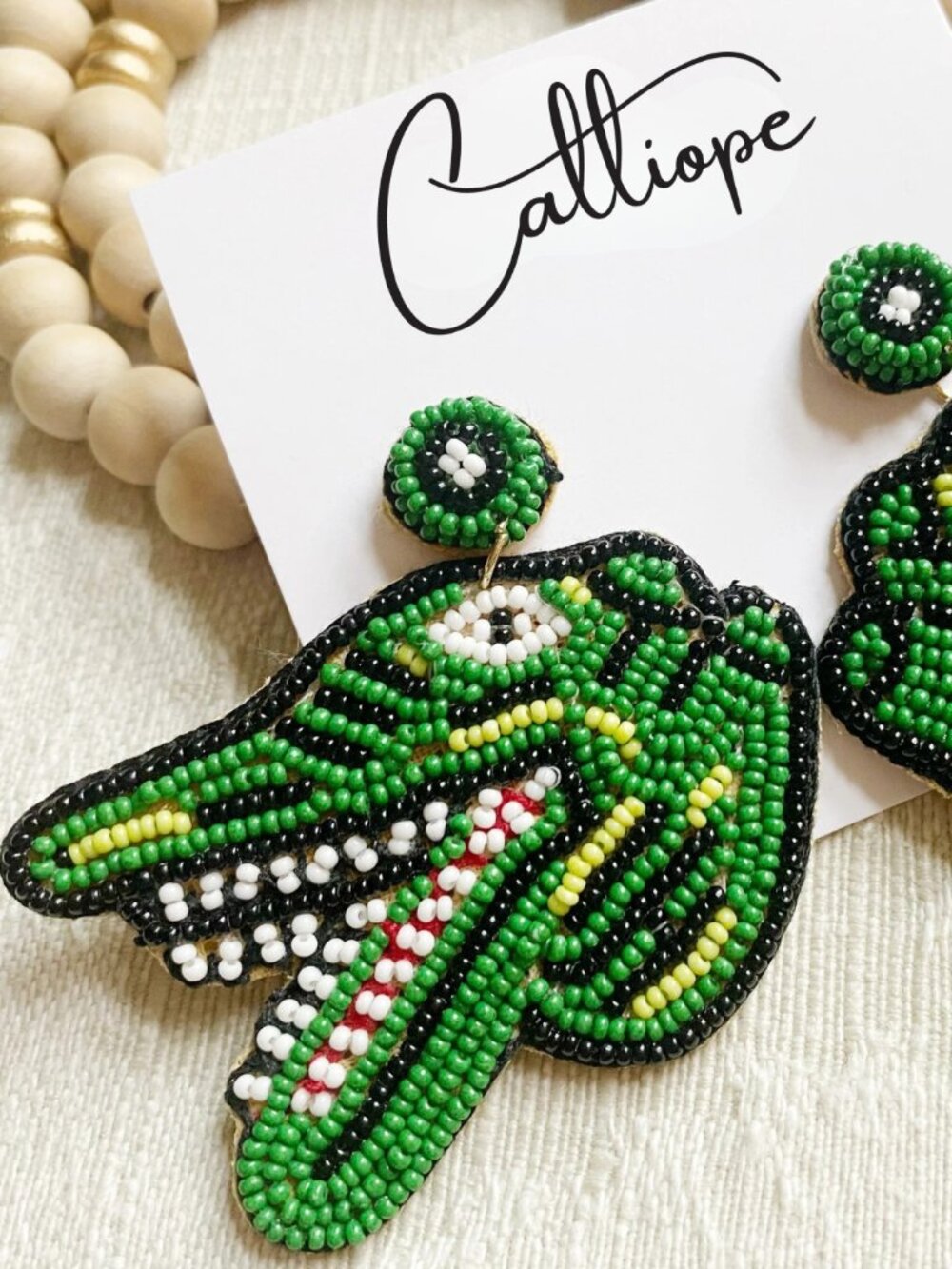Florida Gators Alligator Seed Beaded Football Fan Gameday Mascot Earrings - Picture 4 of 4